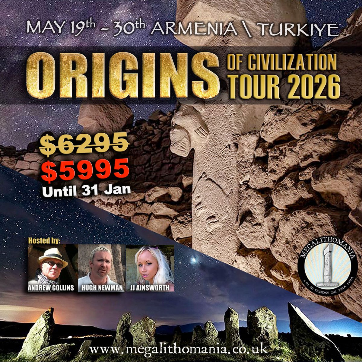 MEGALITHOMANIA's tweet image. Last chance to get a massive discount on the upcoming one-off Armenia and Turkiye tour in May 2026! megalithomania.co.uk/armeniaturkey

#Megalithomania
@HughNewmanUK
#Turkiye 
#AncientCivilizations