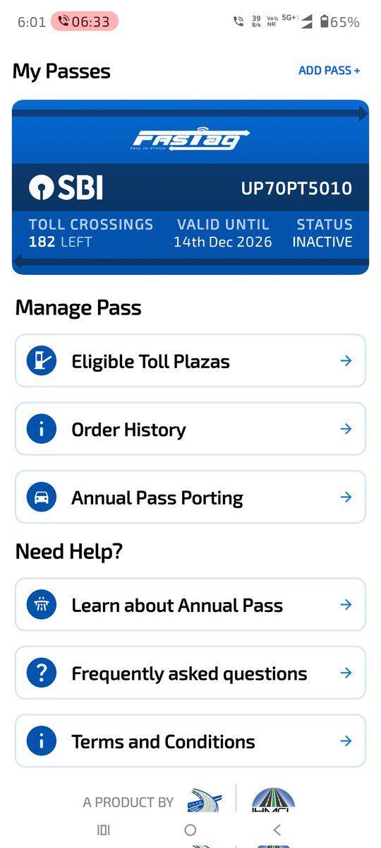 ravindrapmzp's tweet photo. @NHAI_Official @IHMCL_Official @MORTHIndia
​My FASTag Annual Pass is showing "INACTIVE" despite being valid and having a ₹300 balance. I have already lodged a complaint (ID: 1679 4499) and sent multiple emails, but the issue is still not resolved.
​ #Rajmargyatra @Gadkari_Office https://t.co/kteX0dxOM1