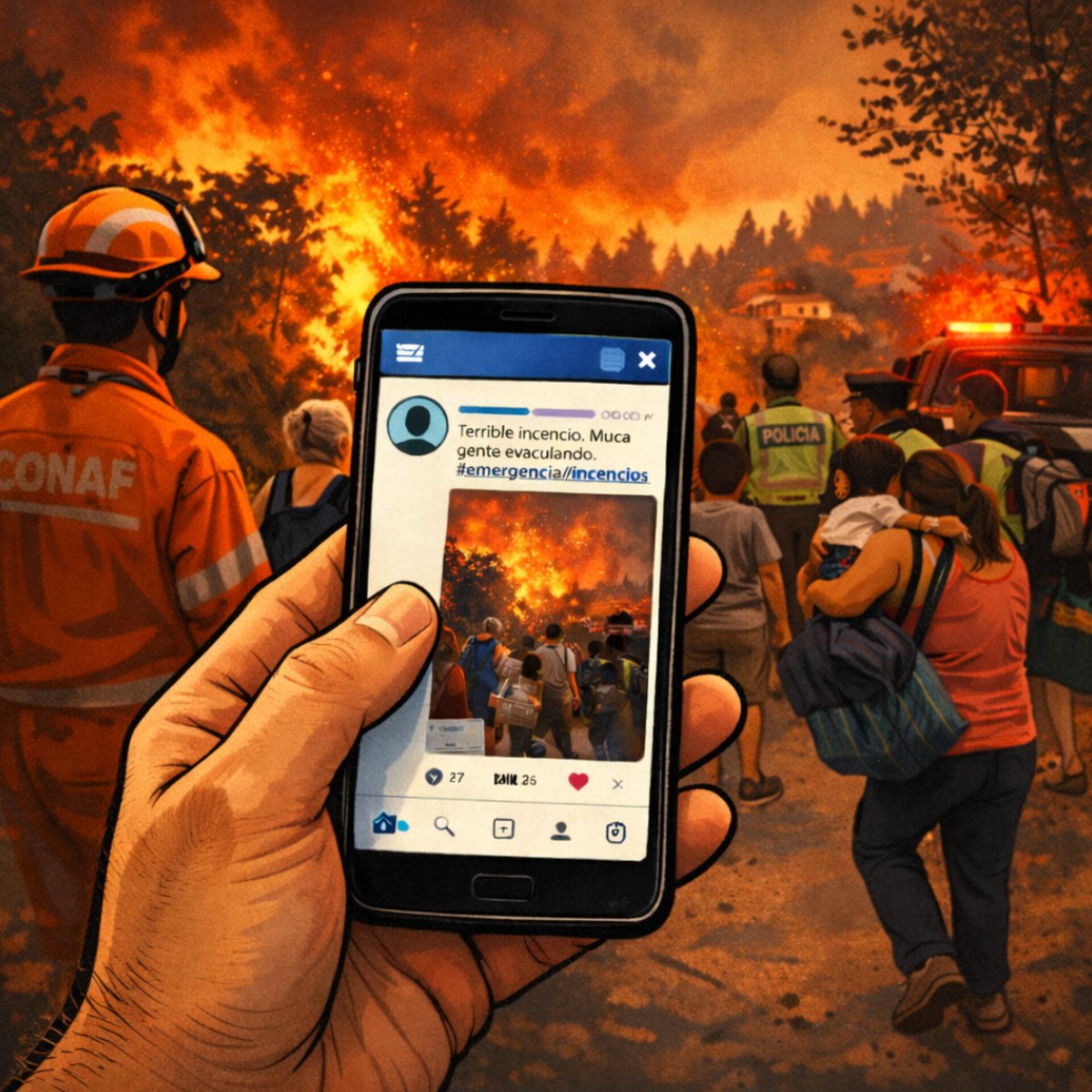 ONGnochat's tweet image. CUANDO hay incendios y una emergencia en curso, no todo lo que circula en redes es cierto. El exceso de pantalla también alimenta ansiedad. Comparte solo información verificada (fuentes oficiales) y piensa si tu post aporta: orientar, prevenir o ayudar