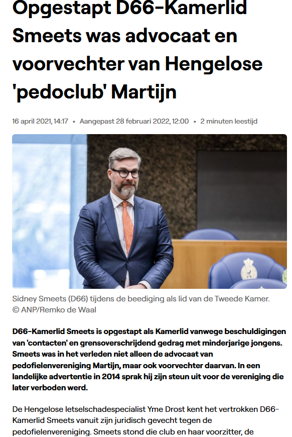<a href="/paulcliteur/">Paul Cliteur</a> Ik vind het ook heel fout dat je Smeets een kleuterneuker noemt. Dat is niet netjes en denigrerend. Dus ook het feit dat tie in 2021 terugtrad vanwege vermeende seksueel grensoverschrijdend gedrag mag je niet zeggen, dat kan echt niet. En dat zoiets in de krant staat, nou zeg.