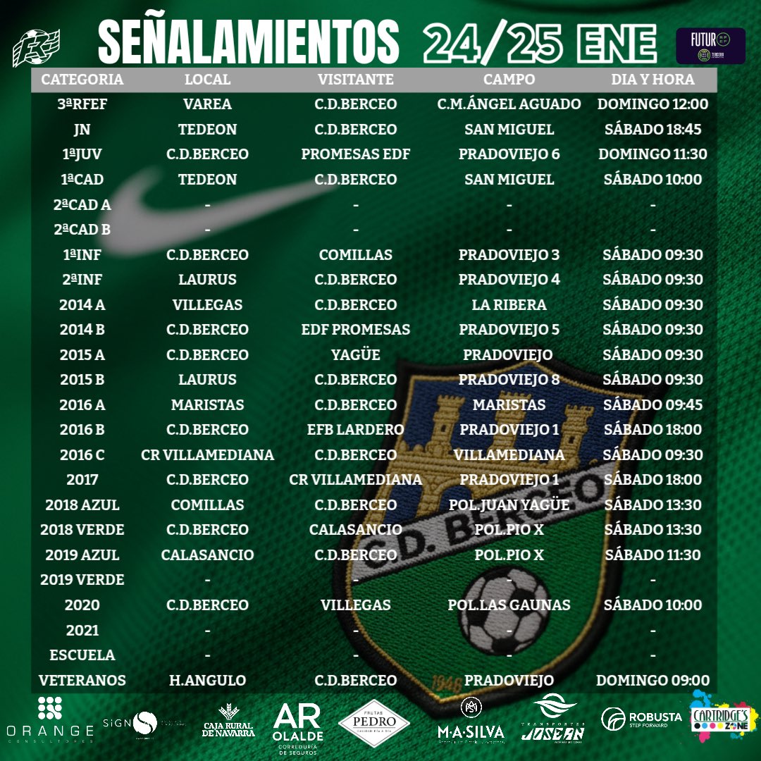 💚SEÑALAMIENTOS BERDES 💚

📅 24-25 enero