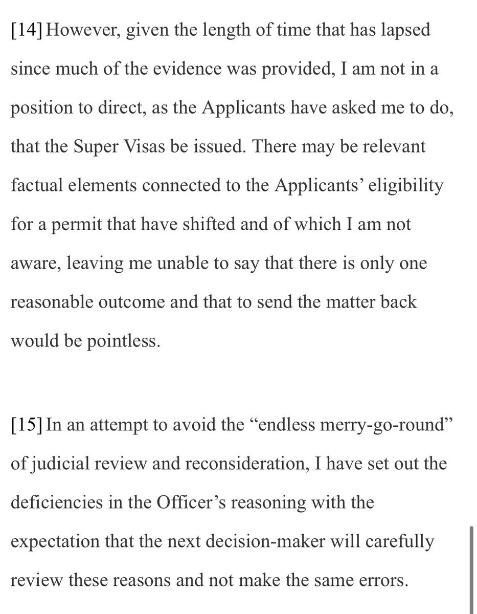 Super visa application for parents 

Super Visa refused
⬇️
Settlemt offer in JR 
⬇️
Super Visa refused again
⬇️
Matter back in court for JR, counsel requested that the Court order the remedy of indirect substitution and order that the Applicants be issued a Super Visa for one