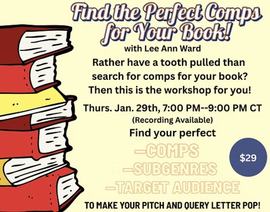 Do you struggle with finding the perfect comp titles for your book? Most writers do. Well, not anymore! Let Lee Ann show you how it’s done. There’s still time to register before next week’s workshop.
#writingawayrefuge #writingcommunity #writer #AmWriting #amquerying #writerslife