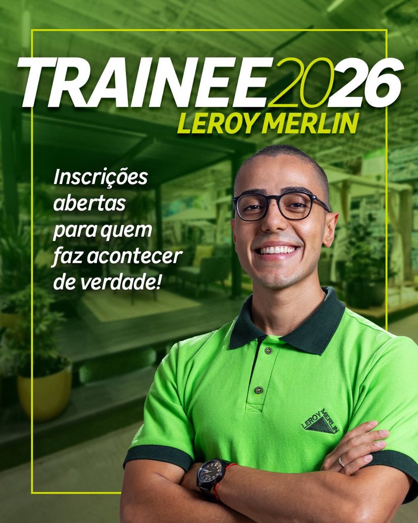 milenafsdantas's tweet photo. 💚✨ TRAINEE LEROY MERLIN

💰 R$ 6.500 + benefícios 

📍 Presencial (SP, RJ, MG, DF, GO, CE, AL, RN, BA, PR, RS, SC)

🔗 https://t.co/2StiOxwDcE (inscrições e requisitos)
🗓️ Encerra 12/02/2026 https://t.co/rU9jcrqlN4
