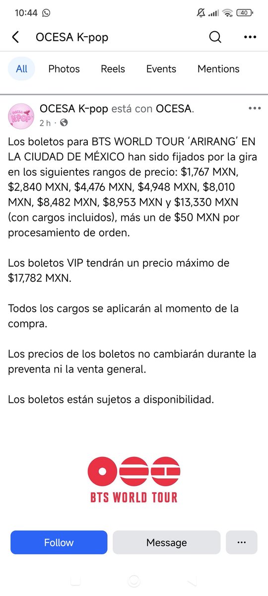 gyowog's tweet photo. @ocesa_kpop ¿no que precios fijos? ¿no que rango de precios? ESA MAMADA QUE

@Profeco ¿en qué nos ayudaste entonces?
#BTS_WORLDTOUR_MEXICO https://t.co/ADbAS1e1eK
