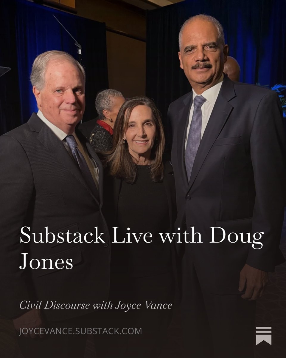 JoyceWhiteVance's tweet image. Join us today, Friday, at 1:30pm ET open.substack.com/pub/joycevance…