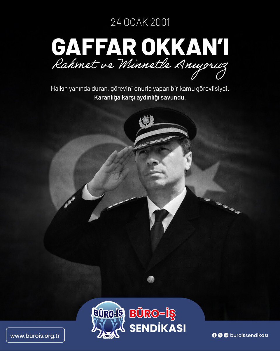 24 Ocak 2001’de, Diyarbakır Emniyet Müdürü Gaffar Okkan, görev arkadaşlarıyla birlikte alçak bir saldırı sonucu katledildi.
Gaffar Okkan; görevini baskıyla değil, halkla bağ kurarak, güveni ve adaleti esas alarak yürüten bir kamu yöneticisiydi. Bu nedenle hedef alındı.+