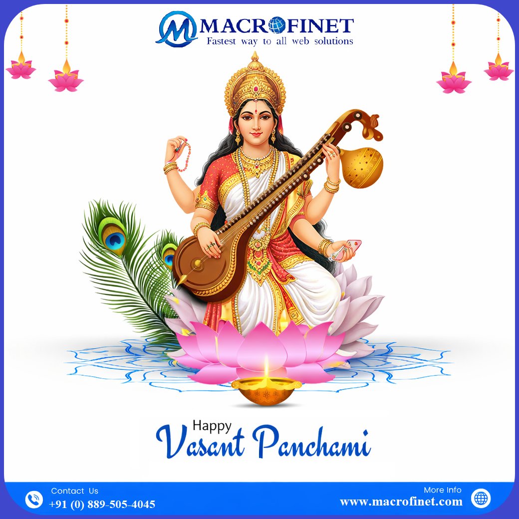macrofinet's tweet photo. Macrofinet Technologies wishes you a joyous Vasant Panchami. 

May Goddess Saraswati bless you with wisdom, creativity, and success, and may this auspicious day bring positivity and prosperity into your life. ✨📚🎶

#vasantpanchami #saraswatipuja #goddesssaraswati https://t.co/ck2QNXkGVP
