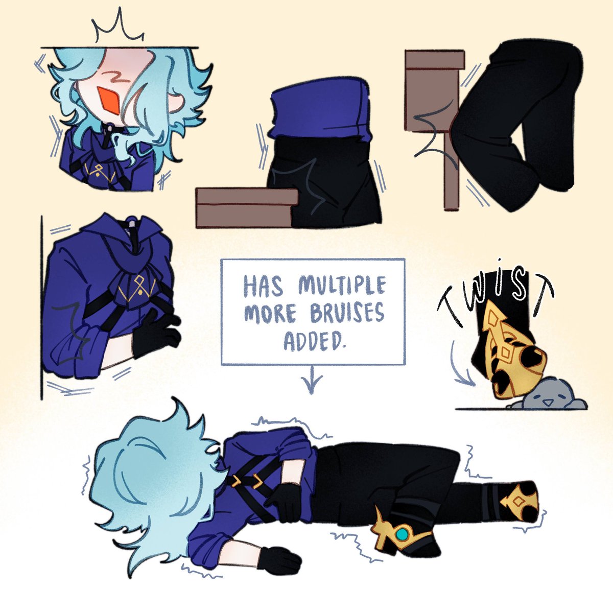 DottoresArtLab's tweet image. "Draw your favorite character with your problems." Daily accidents.

It's always in the same spots too. Someone must hate me or something, maybe that's why I suffer through this everyday💔

#dottore