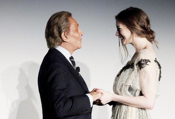 Valentino in his updated WILL named Anne Hathaway "godmother" of his virtual museum collection