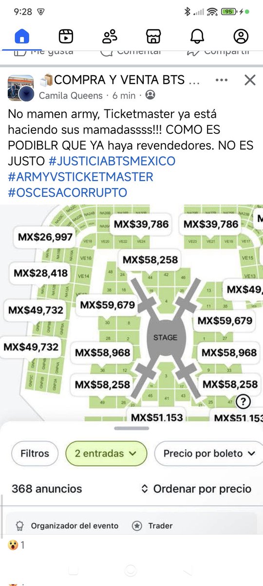YASIRI81's tweet photo. No mamen army, Ticketmaster ya está haciendo sus mamadassss!!! COMO ES PODIBLR QUE YA haya revendedores. NO ES JUSTO #JUSTICIABTSMEXICO #ARMYVSTICKETMASTER #OSCESACORRUPTO https://t.co/O8DvfSI426