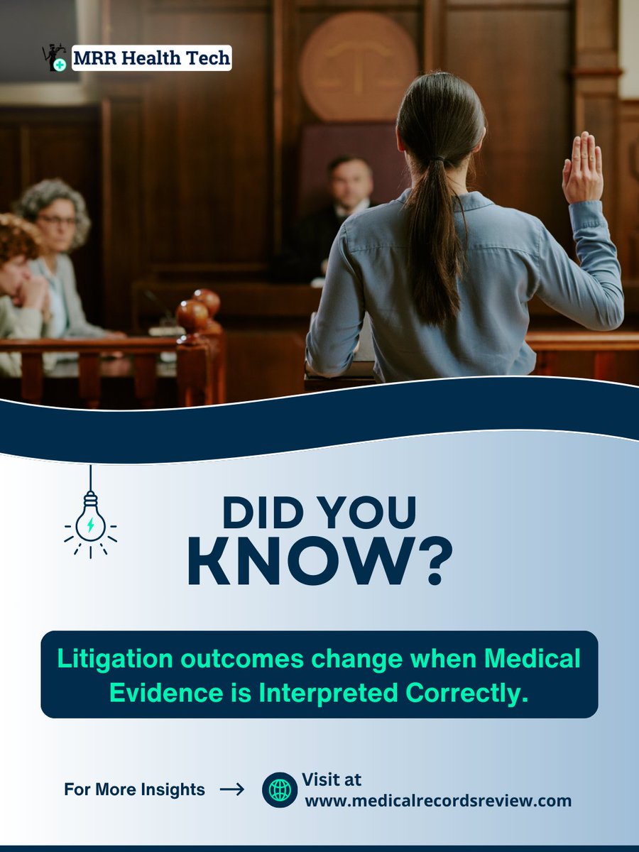 MrrHealthtech23's tweet image. When interpretation is shallow, #causation weakens, #settlement posture erodes, and trial prep becomes reactive instead of strategic.

👉Worth keeping in mind during #caseprep.
 ow.ly/Zeyr50Y1BBB

#personalinjuryattorney #litigationsupport