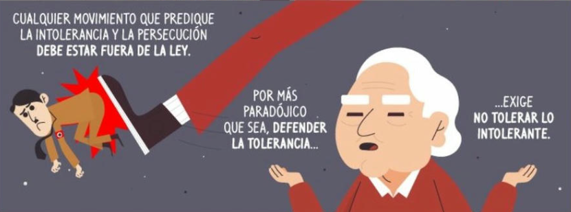 dannyviLe's tweet photo. La paradoja de la tolerancia de Karl Popper declara que si una sociedad es ilimitadamente tolerante su capacidad de ser tolerante finalmente será reducida o destruida por los intolerantes. Popper lo resumía de esta forma: “Tenemos por tanto que reclamar, en el nombre de tolerancia, el derecho a no tolerar la intolerancia”.
Nada.
Eso.