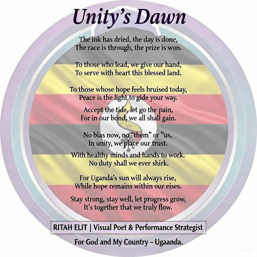 RitahElit's tweet photo. @SsemujjuNganda1 🕊️ Unity’s Dawn — Uganda’s poetic call to leadership.  
Let unity trend. 🇺🇬 #UgandaElections https://t.co/qEgXpbGP0p