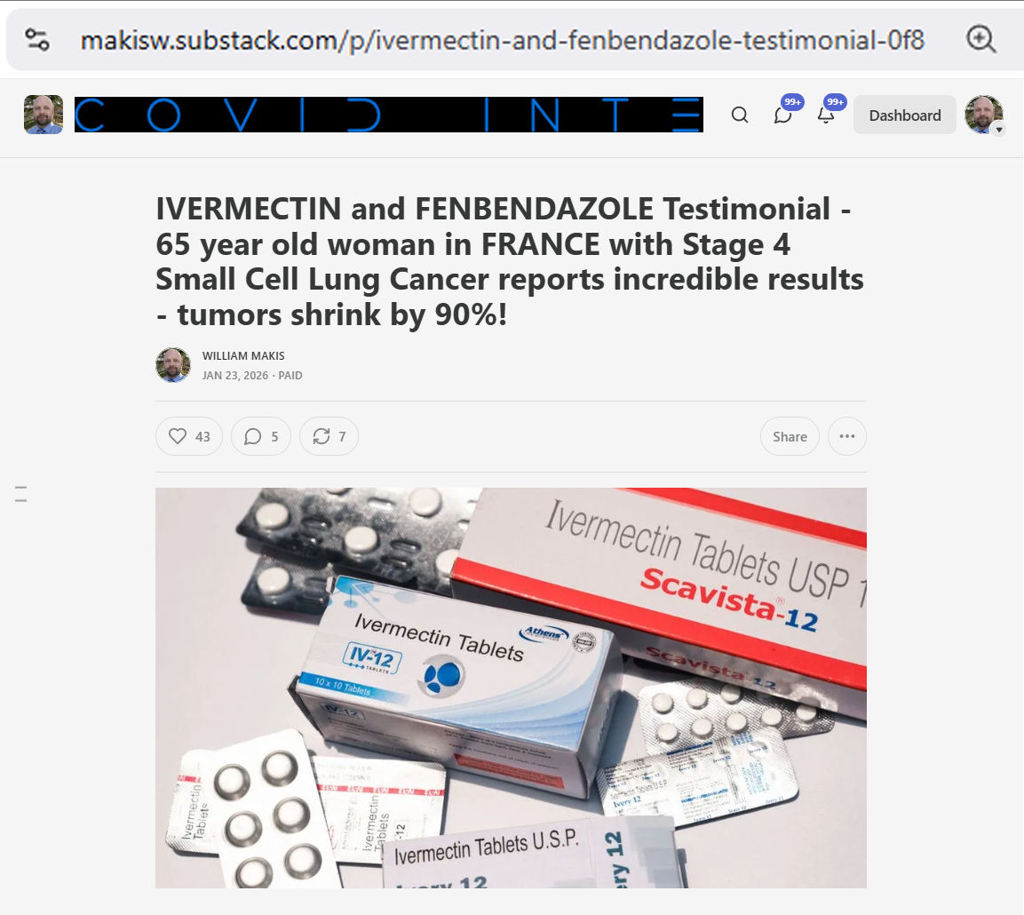 MakisMedicine's tweet image. NEW ARTICLE: IVERMECTIN and FENBENDAZOLE Testimonial - 65 year old woman in FRANCE with Stage 4 Small Cell Lung Cancer reports incredible results - tumors shrink by 90%!

A glorious cancer success story from FRANCE!! 😃

Mon Dieu! 🇫🇷

STORY:
65 year old woman in FRANCE with Stage…