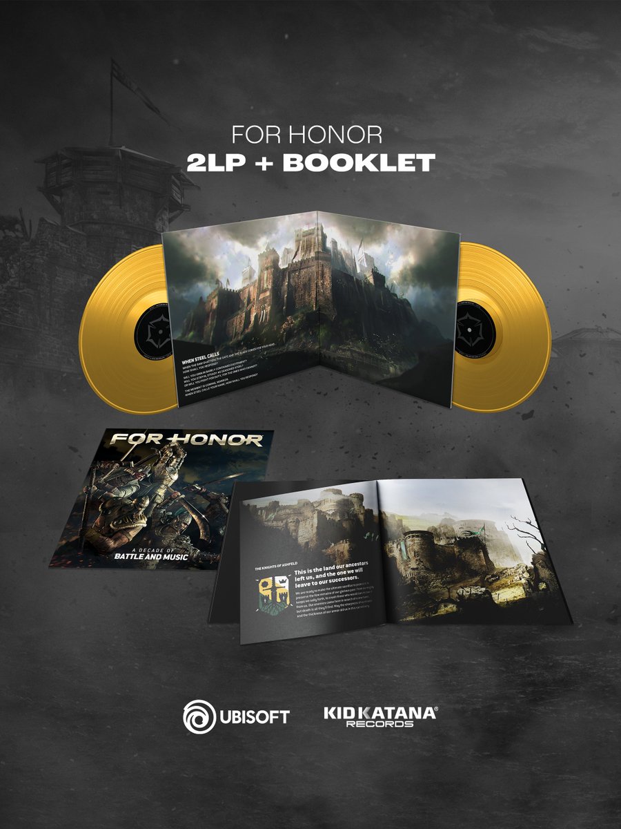 UbisoftMusic's tweet image. ⚔️ Knight, Viking, Samurai, Wu Lin or Outlander — choose your side!
Celebrate For Honor’s 10th Anniversary with its first‑ever vinyl by @kidkatanarec : a golden double LP featuring every faction + 2 exclusive tracks and new artwork.🟡🟡 [1/2]