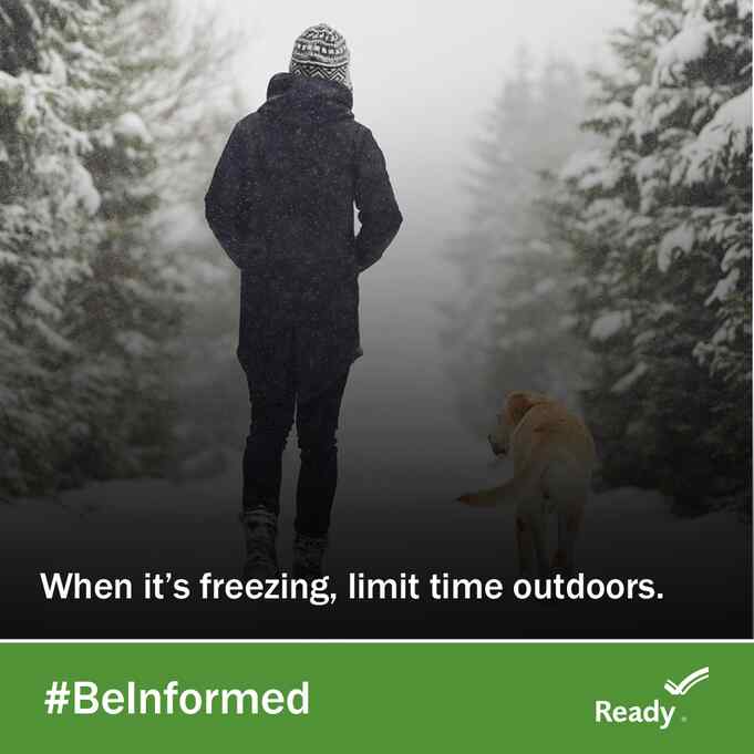When it's freezing, limit time outdoors.  Also, be vigilant for signs of frostbite (numbness, pale skin) and hypothermia (shivering, confusion).  #staysafe

cdc.gov/winter-weather…