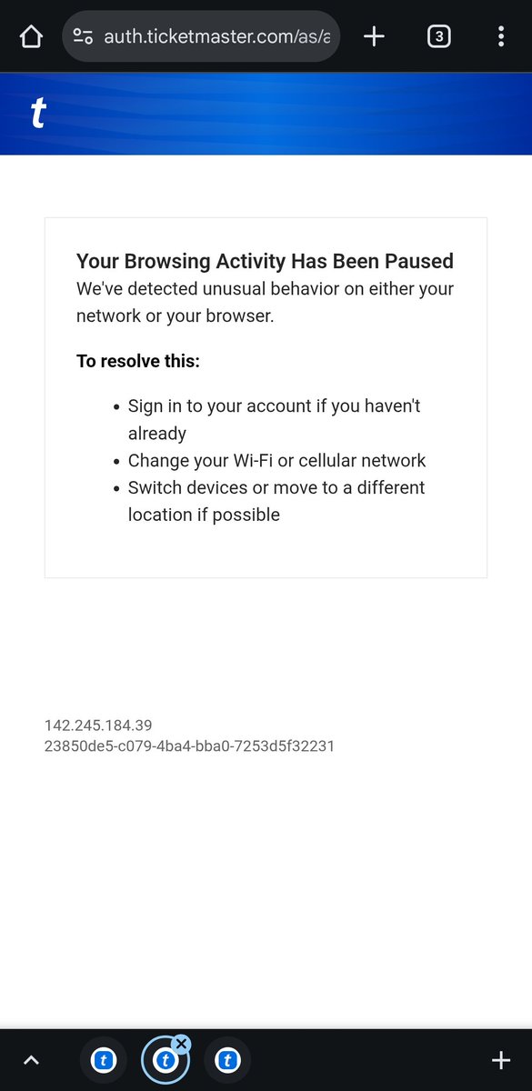 rararabp's tweet photo. @TMFanSupport 
Hi i kept getting unusual activity ytd while i was in waiting room, queuing, and sometime even just after logging in. I tried changing from a laptop with VIP to my cellphone, clear all the cache &amp; browsing history, restart my phone, using incognito mode https://t.co/Q0qotwW2ME