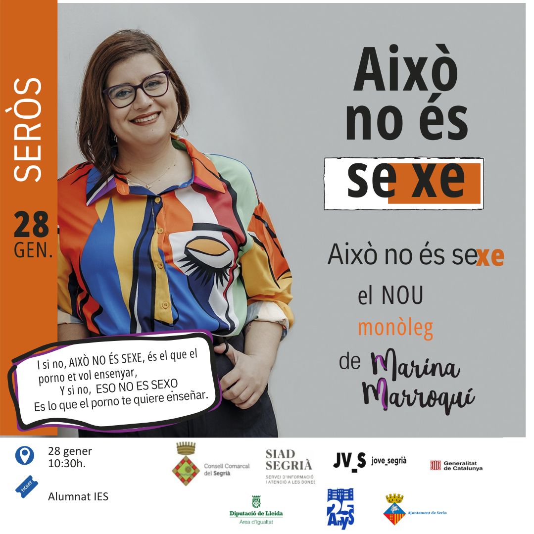 CCSegria's tweet image. Educació afectivosexual a Seròs a càrrec de Marina Marroquí. Més informació: segria.cat/arees/siad/not…