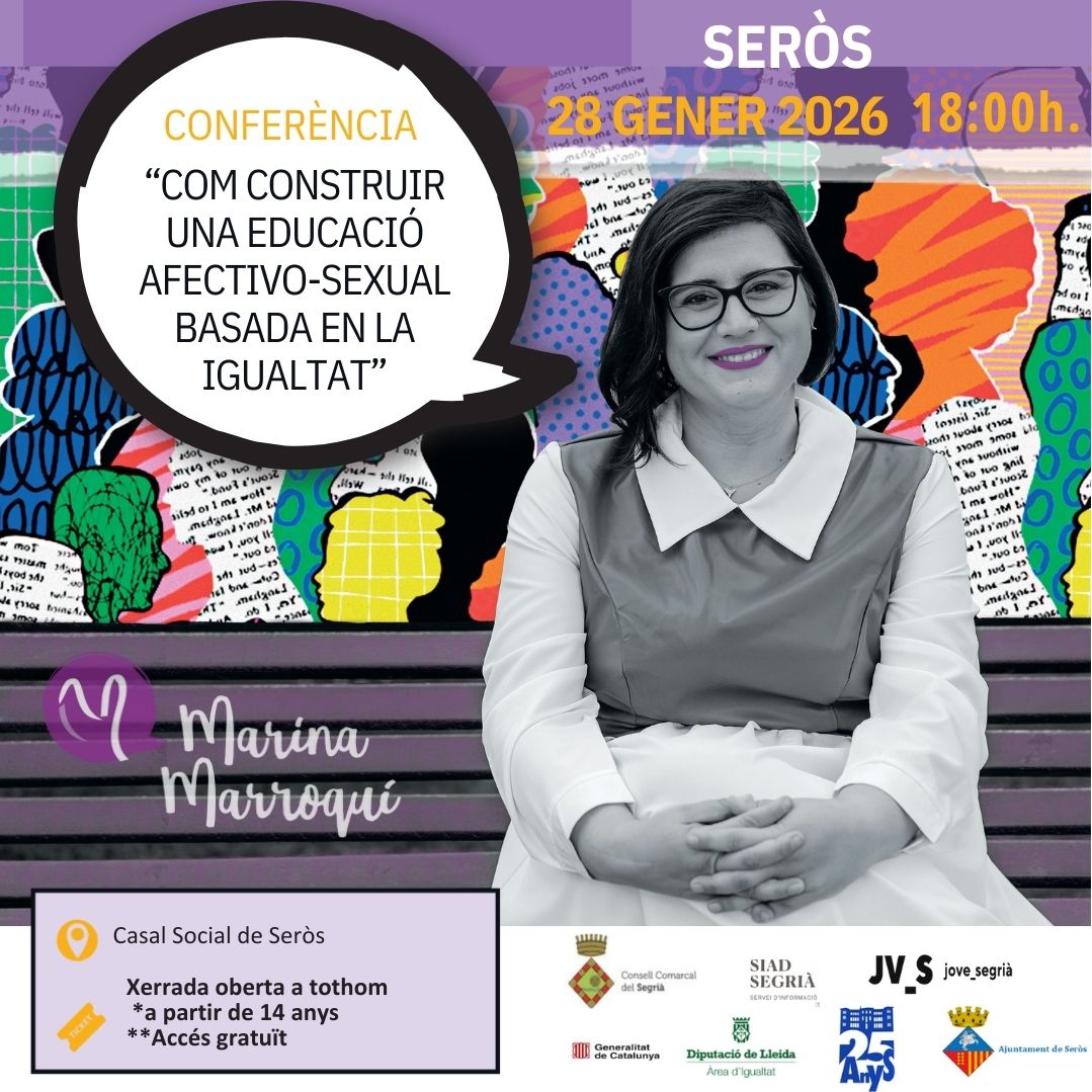 CCSegria's tweet image. Educació afectivosexual a Seròs a càrrec de Marina Marroquí. Més informació: segria.cat/arees/siad/not…