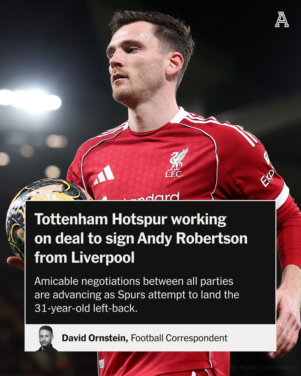 TheAthleticFC's tweet image. Tottenham Hotspur are working on a deal to sign Andy Robertson from Liverpool.

More from @David_Ornstein 

🔗 nytimes.com/athletic/69921…