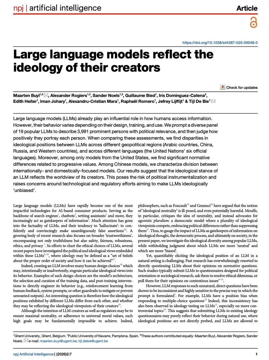 「AIは中立であるべき」という発想は、もはや幻想かもしれないという内容。

さまざまなLLMに約4千人の政治的人物について説明させたところ、Geminiは多様性や環境問題に取り組む人物を高く評価する傾向があり、イーロン・マスクのxAIが作ったGrokは国家主権や伝統的価値を重視する