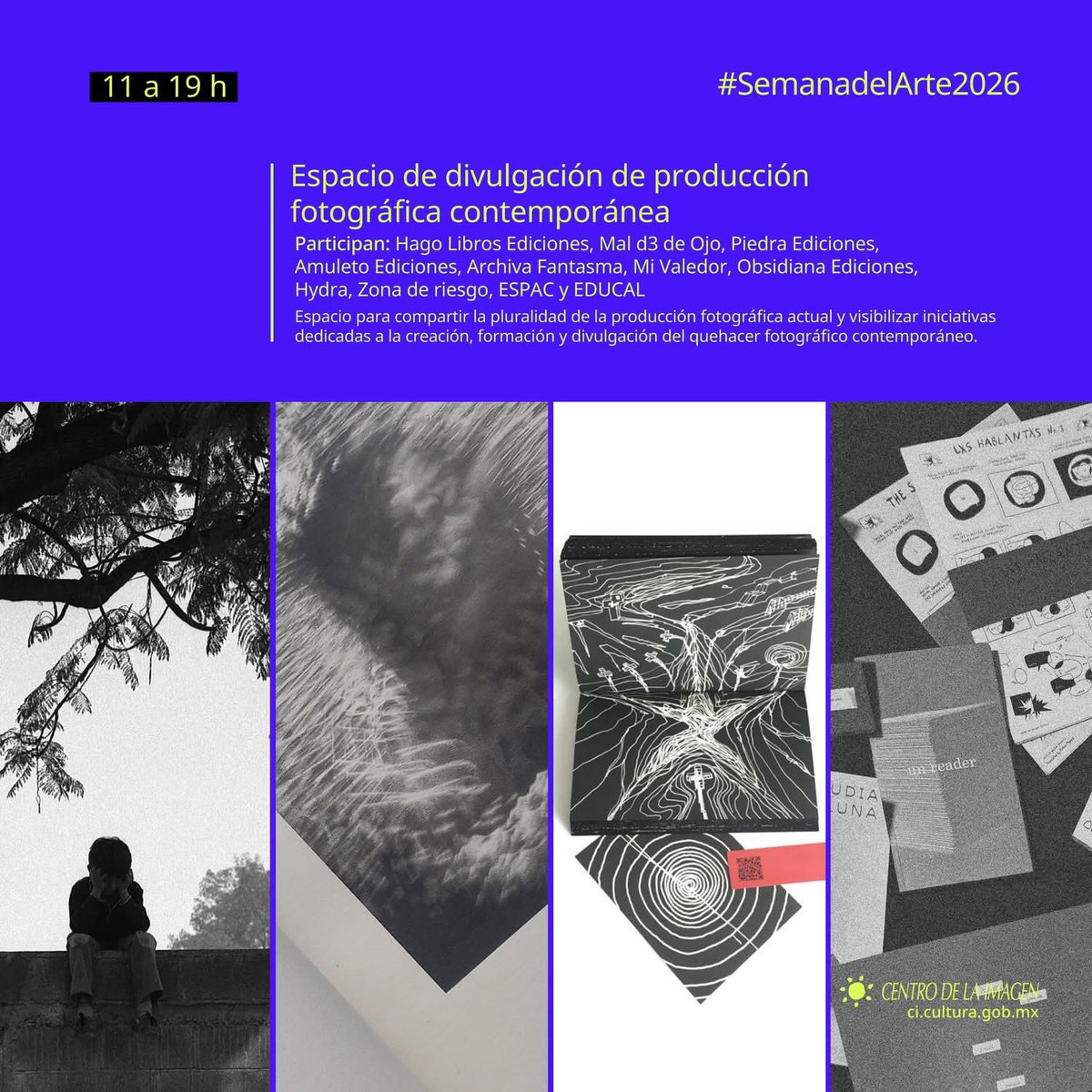 tonasupoo's tweet photo. 📸 +Foto en el Centro de la Imagen✨

En el marco de la Semana del Arte, +Foto abre un espacio para el diálogo, el intercambio de saberes y las múltiples miradas de la imagen contemporánea.

📆 Sábado 7 de febrero, de 11 a 19 h | Centro de la Imagen
✨Entrada libre. https://t.co/sUCtzd5xEV