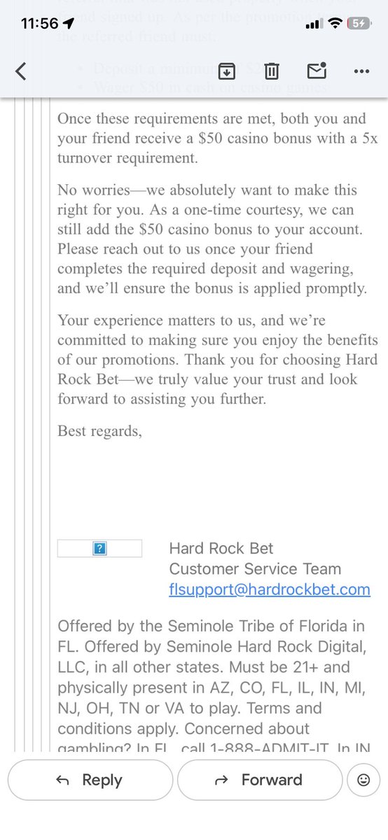 CodyDoud5's tweet photo. @HardRockBet not sticking to their word after meeting all criteria and not even responding with an email after 48hrs and I got other sites like @FanaticsBook sending me a signed Jahmyr Gibbs football 😭 https://t.co/fAVdt5TMWR