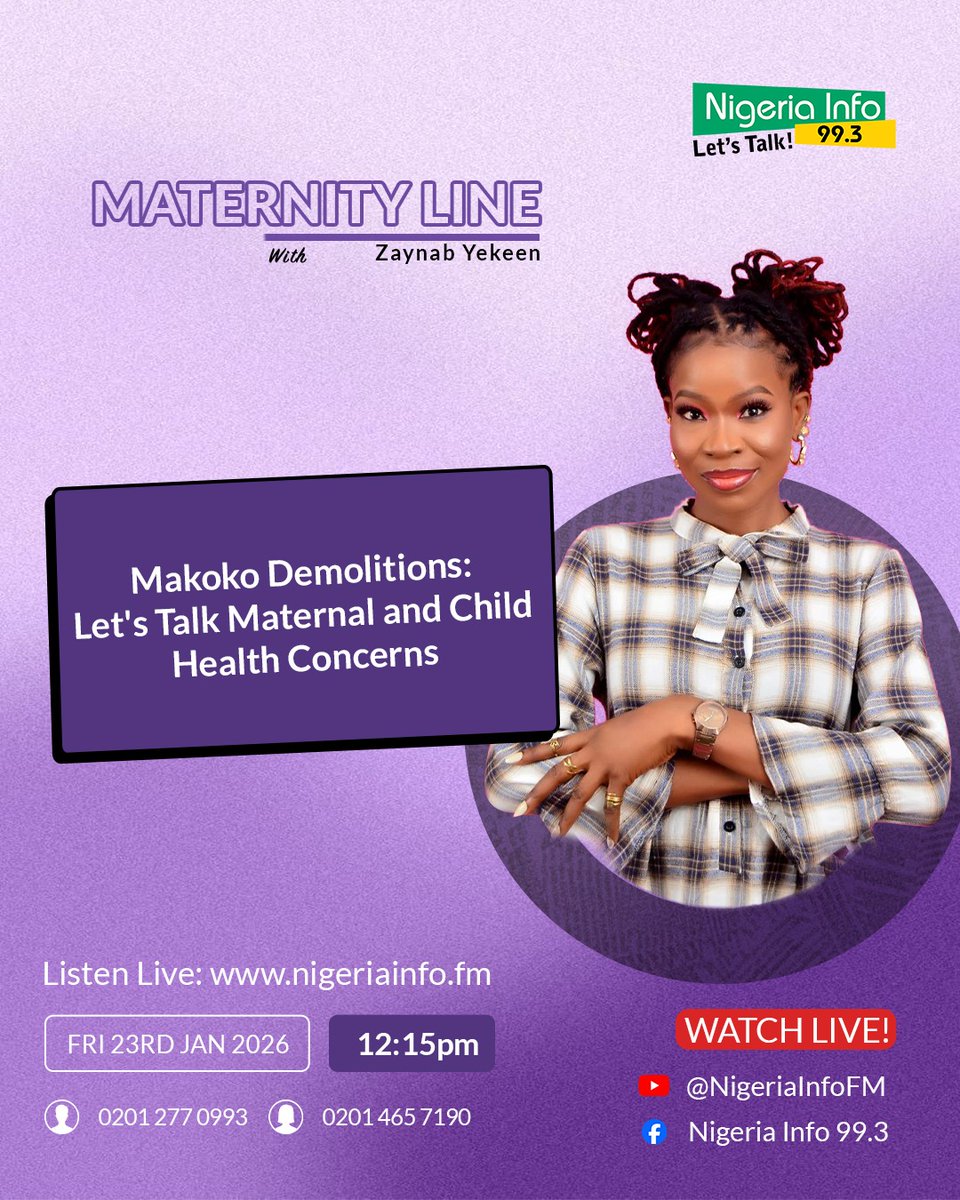 NigeriainfoFM's tweet photo. On #MaternityLine today, @keenzaynab is discussing the Maternal and Child Health Concerns surrounding the Makoko Demolitions.
📌 What are the real issues?
📌 How can they be best dealt with?
Join the conversation... #LetsTalk
#NigeriaInfoML https://t.co/0HVcFVDPa2