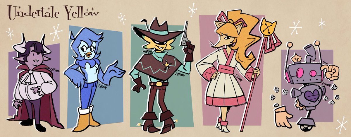 my attempt to draw them in the UPA style #undertaleyellow #uty #dalv #martlet #starlo #ceroba #axis #wispherrarts