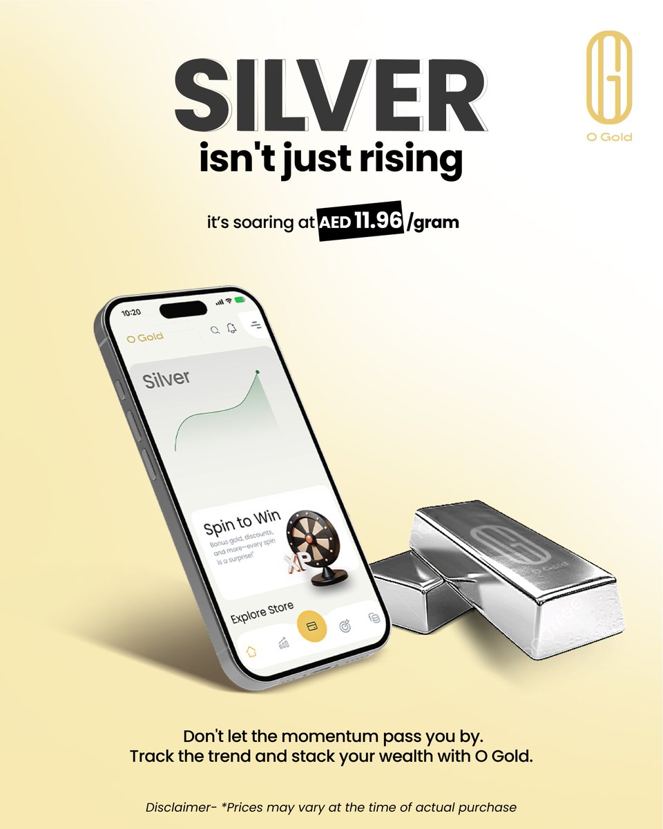 OgoldApp's tweet photo. Catch the silver wave! 🌊

Buy smart, stack your silver, and let your wealth shine with O Gold. 🩶

Disclaimer: Prices may vary at the time of purchase.

#SilverInvestment #WealthBuilding #SmartInvesting https://t.co/9u29GAWlwS