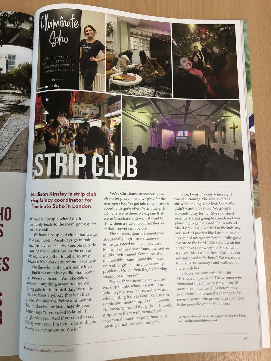 Thankful to have Illuminate Soho feature as part of an article looking at the rise of chaplaincy in unusual places. @christianitymag

To read the full article online head to premierchristianity.com/features 

#soho #stripclubs #chaplaincy #thirdspaces