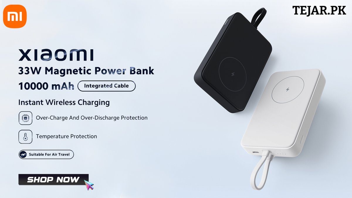 TejarPK's tweet image. Stay powered on the go! ⚡ The Xiaomi 33W Magnetic Power Bank 10000mAh with integrated cable keeps your devices charged anytime, anywhere. 🔋 #XiaomiPowerBank #MagneticPower #TejarTech #StayCharged #SmartCharging