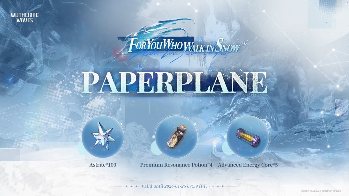 WuWa_Verse1's tweet image. 1ST REDEMPTION CODE

PAPERPLANE

#WutheringWaves