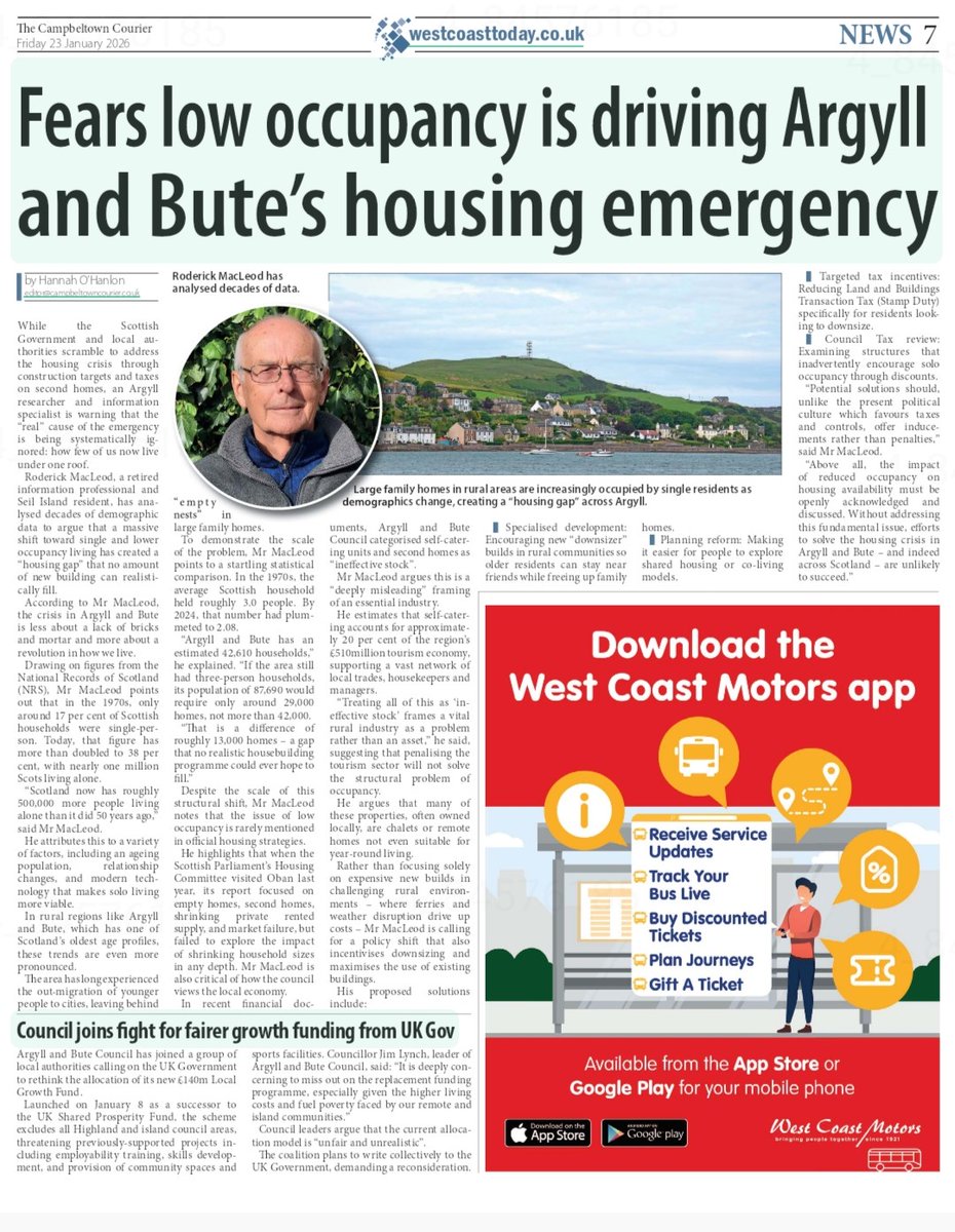 Campbeltown Courier - low occupancy rates drive the housing emergency in Argyll &amp; Bute