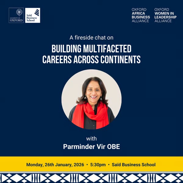 Delighted to share I’ll be a Distinguished Speaker at the Oxford Africa Business Alliance, hosted at Saïd Business School, University of Oxford.
Mon, 26 Jan 2026 | ⏰ 12:40–1:40 PM (UK)
Building Multifaceted Careers Across Continents
luma.com/ep0dmshc