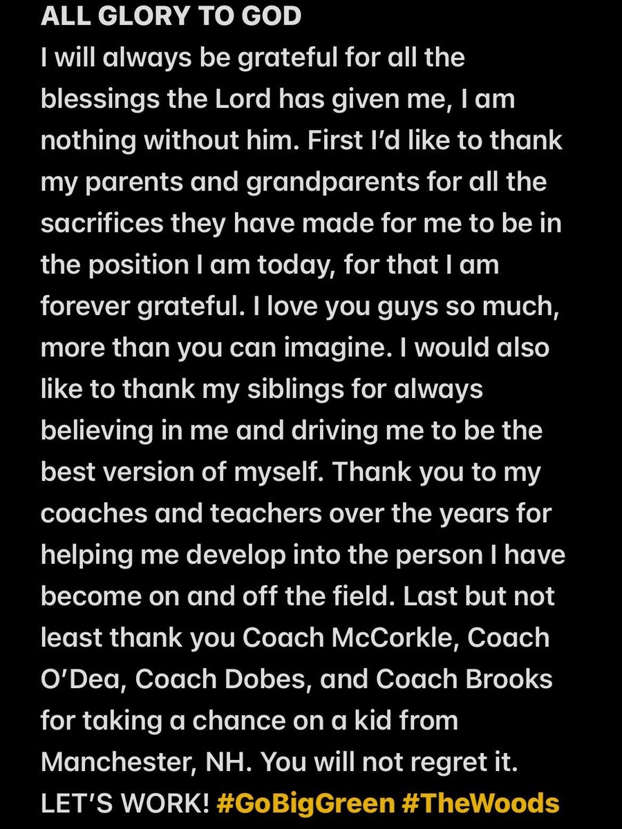 #AGTG I could not be more excited to announce my commitment to the admissions process at Dartmouth College❗️Thank you to everyone who has made it possible. #GoBigGreen #TheWoods <a href="/SPSFootballNH/">SPS Football</a> <a href="/icegrillz74/">Carl Taylor</a> <a href="/tayloricean4/">Icean Taylor</a> <a href="/FBCoachTre/">Coach Tré</a> <a href="/thelilcjay/">CJ Taylor</a>