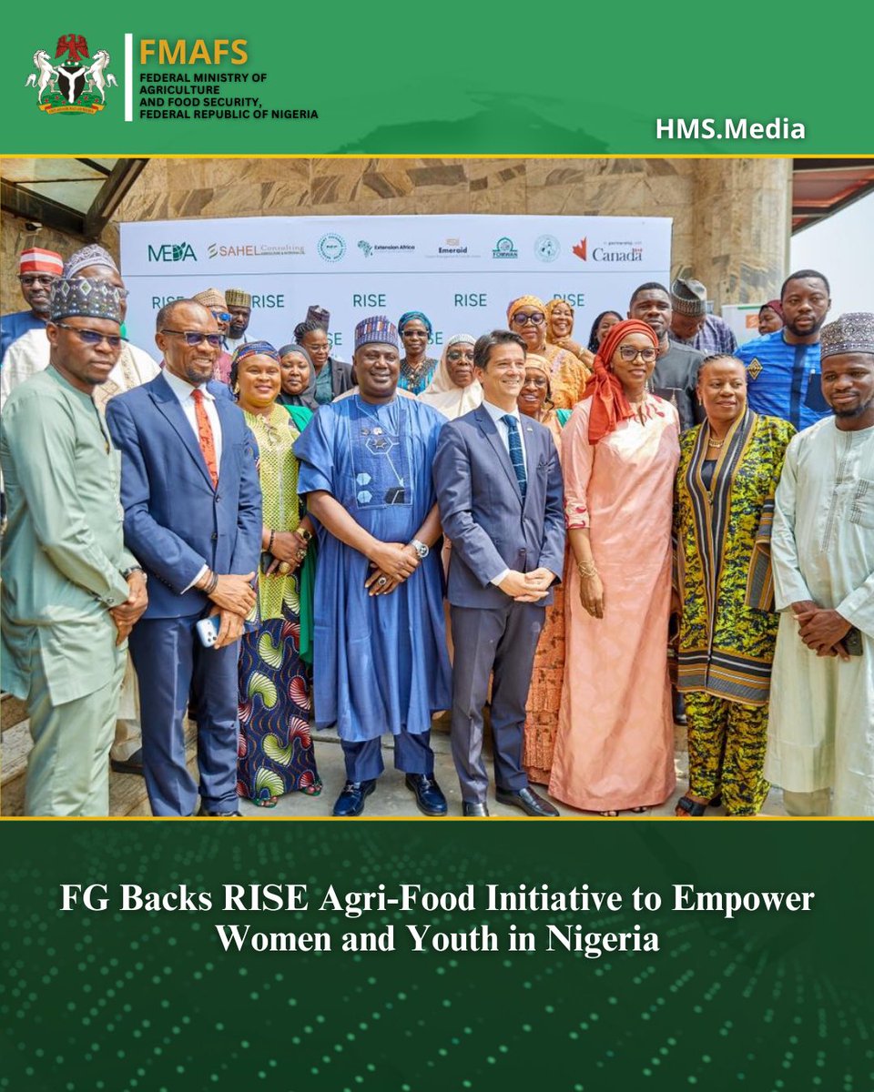 I joined the launch of the RISE Agri-Food Initiative, empowering women and youth across Nigeria’s agricultural sector.

This project will create jobs, boost productivity, and strengthen food security, while positioning women and youth as leaders and innovators in agriculture.