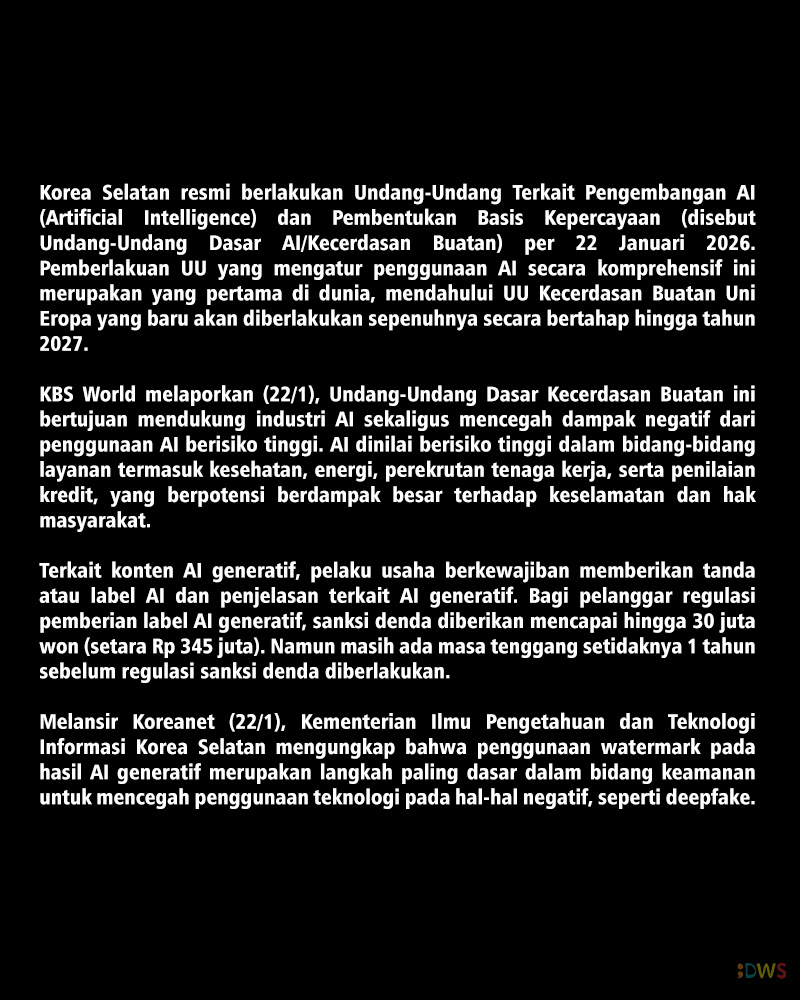 𝗞𝗼𝗿𝗲𝗮 𝗦𝗲𝗹𝗮𝘁𝗮𝗻 𝗕𝗲𝗿𝗹𝗮𝗸𝘂𝗸𝗮𝗻 𝗨𝗨 𝗗𝗮𝘀𝗮𝗿 𝗔𝗜, 𝗞𝗼𝗻𝘁𝗲𝗻 𝗔𝗜 𝗚𝗲𝗻𝗲𝗿𝗮𝘁𝗶𝗳 𝗪𝗮𝗷𝗶𝗯 𝗗𝗶𝗯𝗲𝗿𝗶 𝗟𝗮𝗯𝗲𝗹