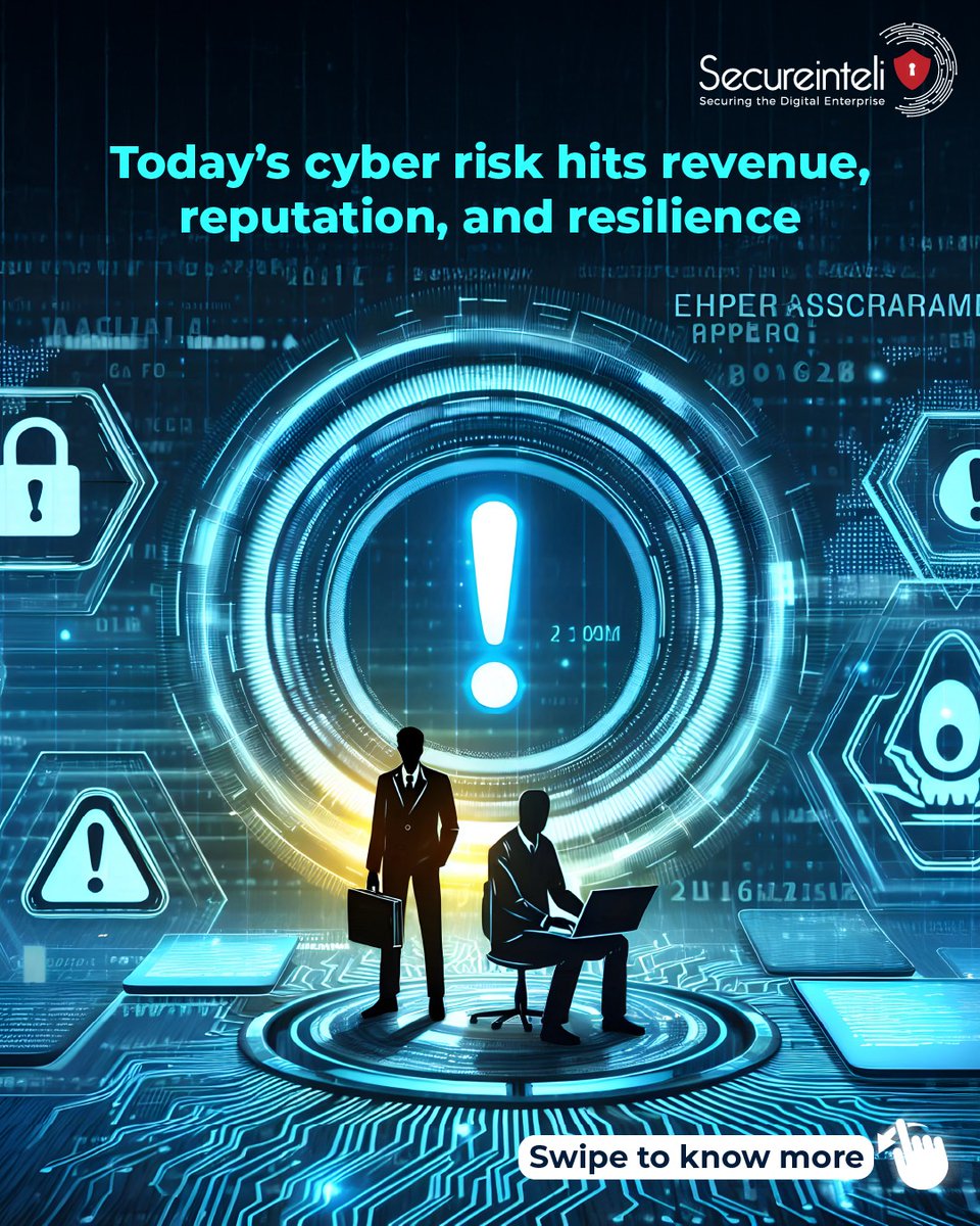 secureintelioff's tweet photo. Cybersecurity is no longer a technical issue confined to IT teams,it is a core business risk.Modern cyber incidents directly impact revenue, disrupt operations, damage brand trust, trigger regulatory scrutiny, and place accountability squarely on executive leadership. https://t.co/AfKADG0U5n