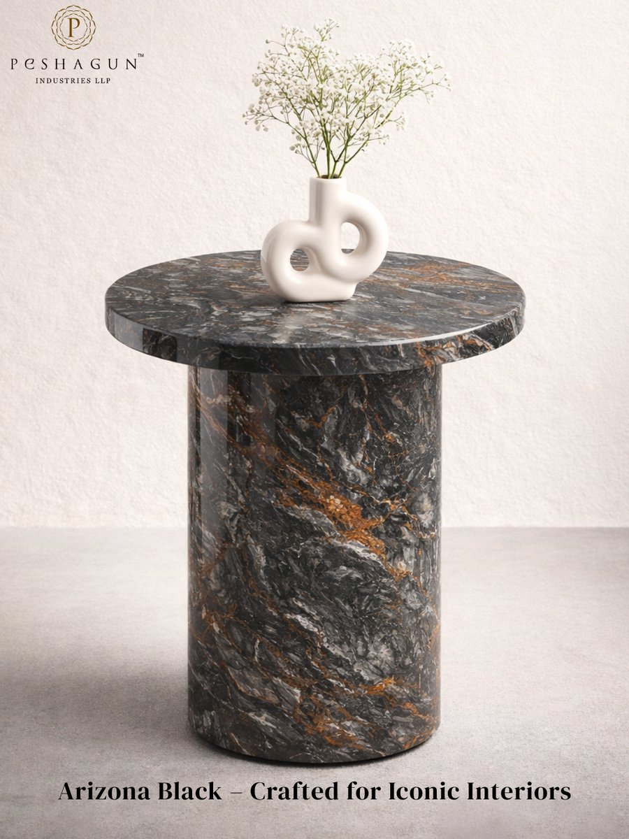 Arizona Black brings natural beauty and strength into your space.🖤This stone table adds a calm, modern feel with its deep color and natural veins, making it a perfect piece for simple and elegant interiors.✨
.
#arizonablack #naturalstone #marbletable #moderninterior