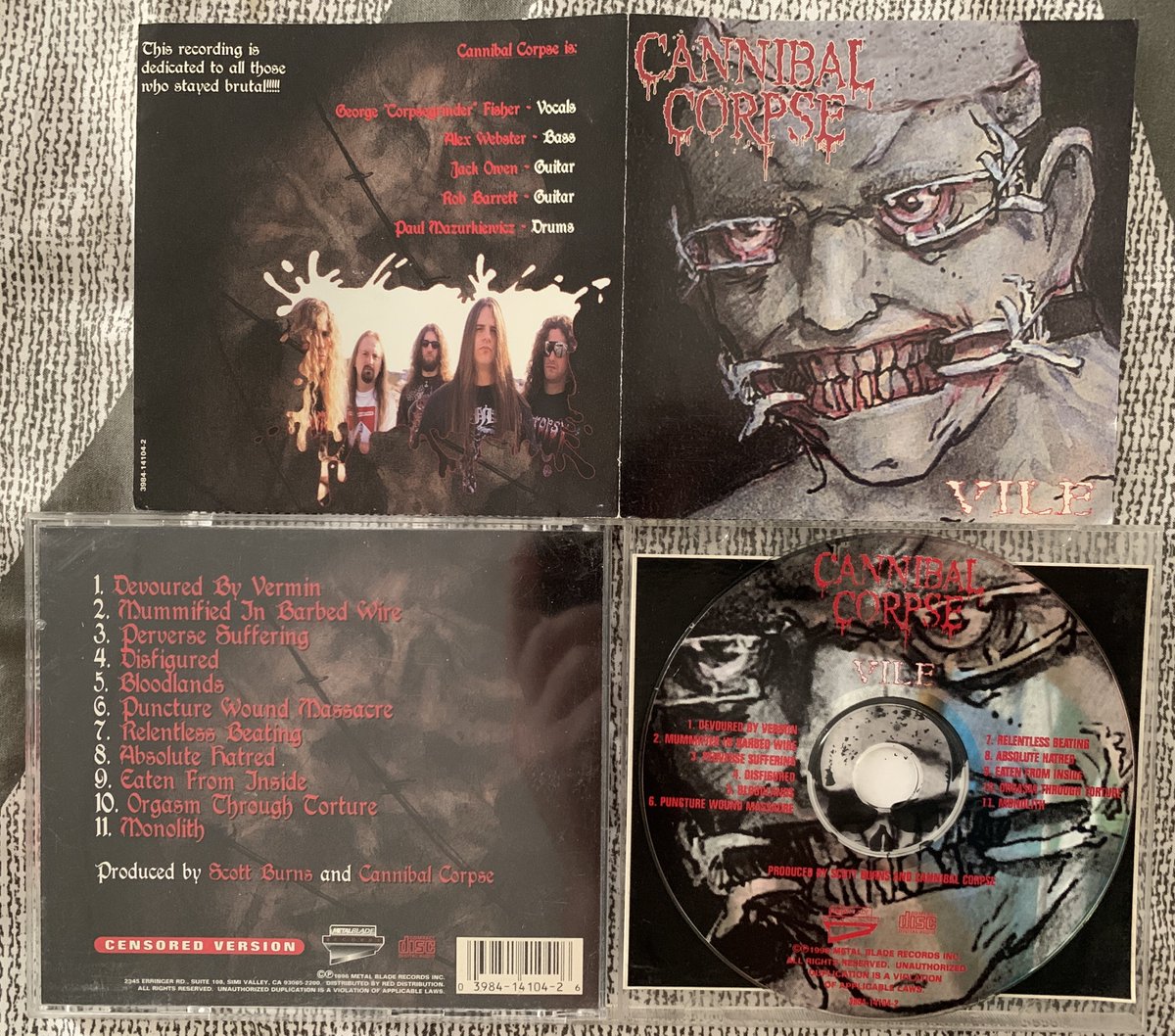 twist3dstrAight's tweet photo. 🤘 CANNIBAL CORPSE 🤘

💀 VILE  💀

1996 🇺🇸

1st album with #CorpseGrinder  

#deathmetal #music #brutal 
#heavymetal #metal @MetalBlade 
@CorpseOfficial @Respect_TheNeck https://t.co/Ow3Ljfpifi