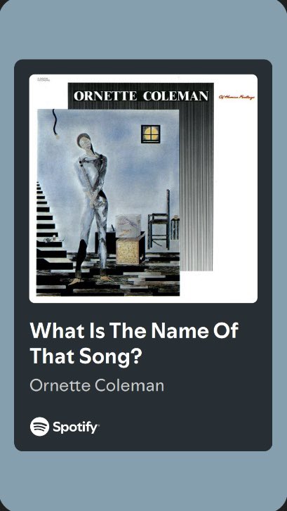 #DavidsMonthOfMusic

Day 23

a song that starts with W

“What Is The Name Of That Song?” - Ornette Coleman
#Instrumental
#Jazzuary

youtu.be/ycIsfWNtKR8?si…