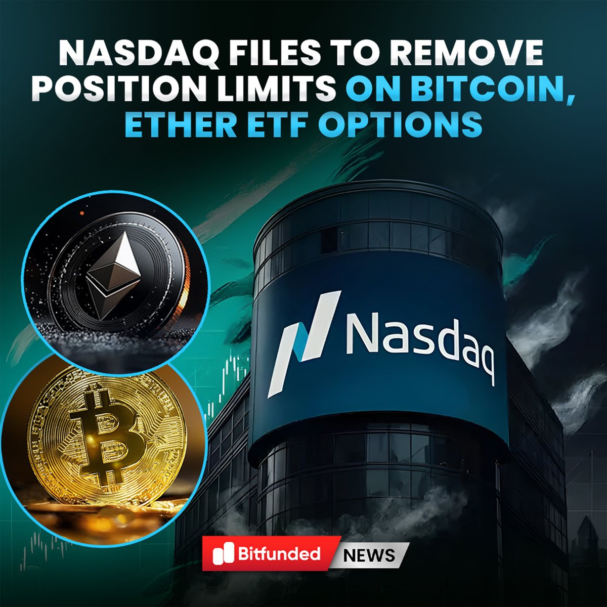 NASDAQ has filed to remove position limits on Bitcoin and Ether ETF  options, a move that could significantly expand institutional participation  in crypto derivatives markets. If approved, the change may improve liquidity