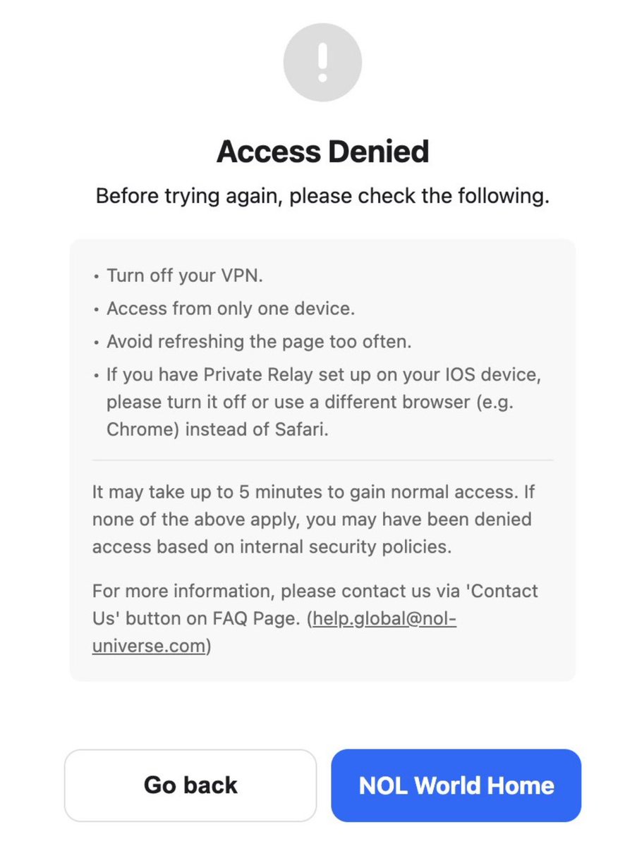 ま～たこのエラーにやられた PCのEdge、スマホアプリ、スマホSafariで各1つずつログインしても全部このエラーで2～5分待ってもWiFi切っても変わらず😅  やっとPCで入れたけどもう20分過ぎで予約99%😑もうこの画面見たくない～💦