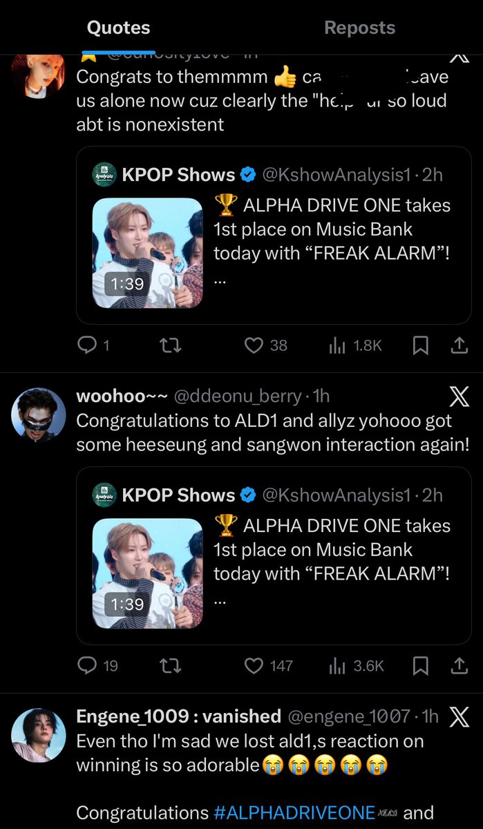 lunaa_xld1's tweet image. on Mcountdown, ALLYZ congratulated ENGENEs on their win. and now for music bank, ENGENEs are congratulating ALLYZ back. let's all be on good terms🥹
#ALD1 #FREAKALARM1stWin
