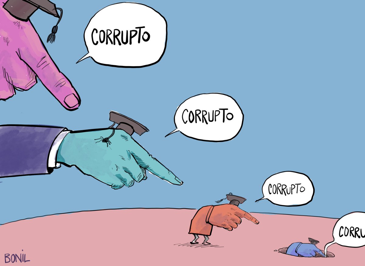 bonilcaricatura's tweet image. Hay jueces buenos, justos, honrados. Hay otros corruptos, dañados. Los hay también amenazados. Por eso que importante es mantener la depuración constante en un sector tan sensible como el de la administración de justicia.