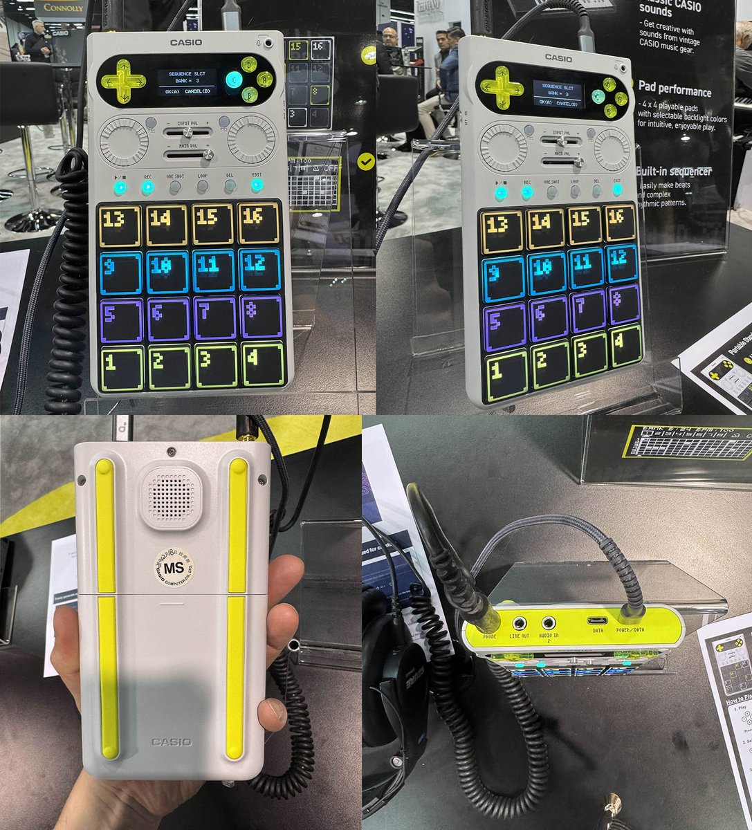 ozashikitechno's tweet image. NAMM 2026 CASIOがサンプラーを出品
残念ながら、このデバイスはまだ開発中で未完成であるとのこと。現在のスペックは、マイク内臓、1.3インチ OLEDディスプレイ、内蔵メモリ64GB、16ビット48kHzサンプリングレート WAV形式録音、最大同時発音数 ワンショットとループ合わせてステレオ16ボイス