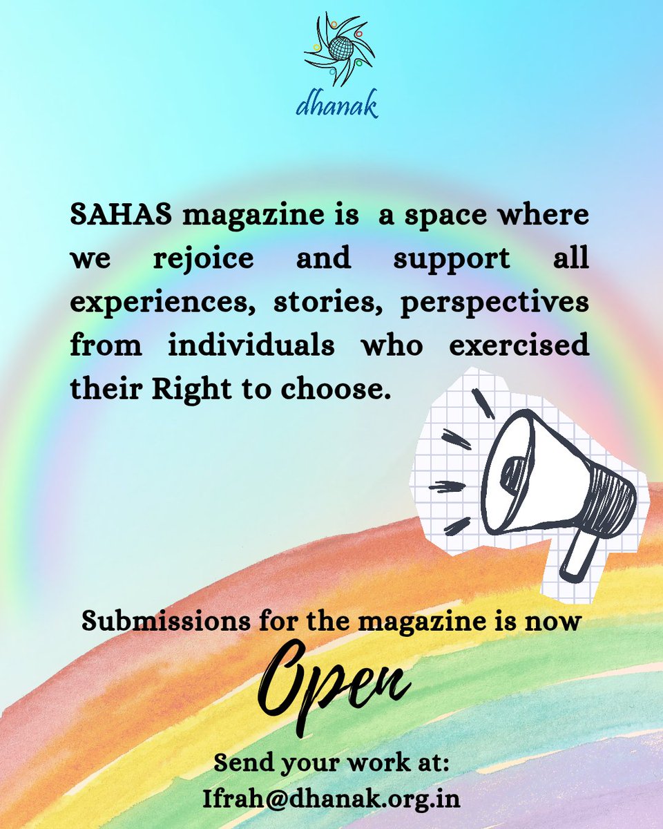 Dhanak_Humanity's tweet photo. Most awaited event is here!
Call for SAHAS Magazine for all of you 🎉 Are you excited for it ? 
Send your work Now ❤️ Get featured in our Annual Magazine. 

#Sahas2026 #eventsindelhi #dhanakFest
#DhanakOfHumanity #couplegoals 
(Dhanak Got Talent) (Couple Reels) (Couple Video) https://t.co/98JYicvGIy