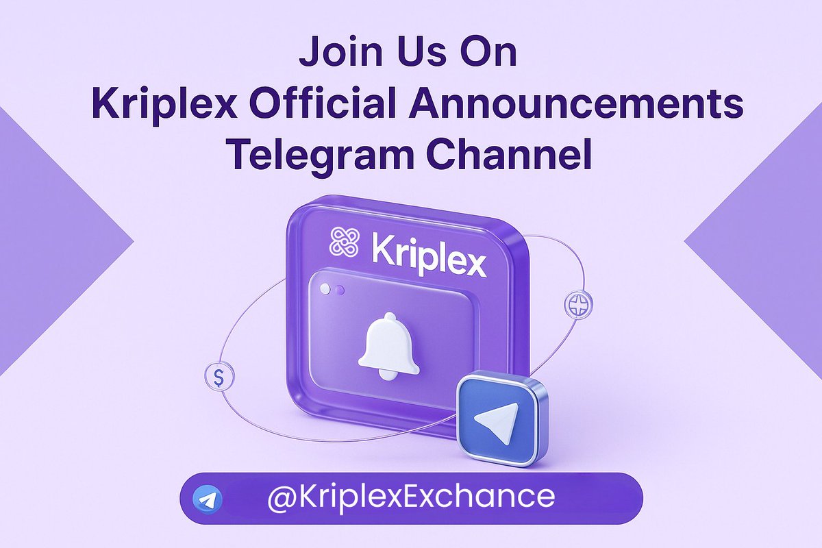 Stay in the loop with Kriplex. 🔔 Join our Official Announcements Telegram  channel for the latest updates, listings, campaigns, and product news:  https://t.co/wAw5GHjS2w #Kriplex #Telegram #CryptoUpdates #crypto  #CryptoExchange #web3
